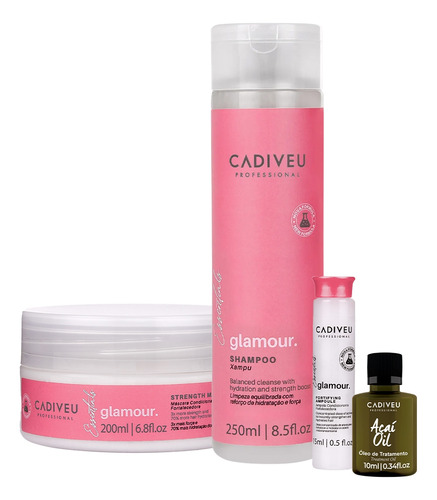 Kit Cadiveu Essentials Glamour Sh Másc Ampola E Açai Oil 10