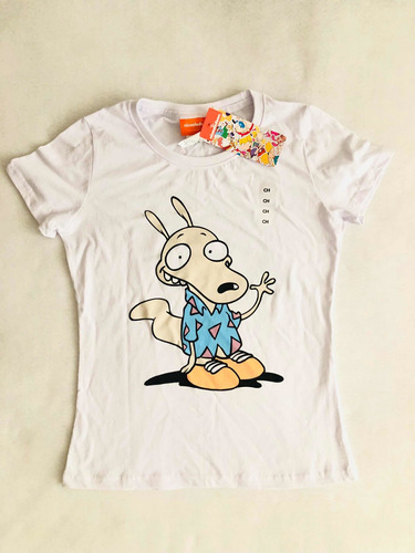 Nickelodeon Rocko Playera Blanca Original Talla M