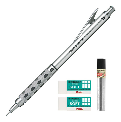 Lapiseira Pentel Graphgear 1000 Técnica Grafite Hb 0.5 Kit