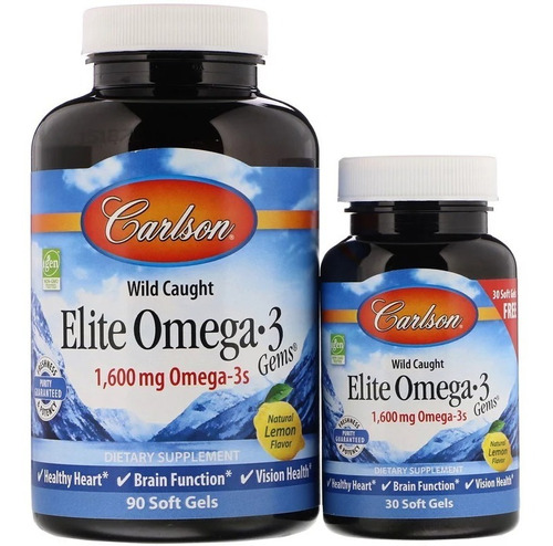 Carlson Labs, Elite Omega-3 Gems, 1600 mg, 120 cápsulas