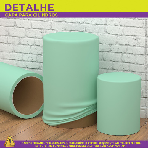 Trio Capas De Cilindro Sublimado Liso Verde Claro Veste Fácil Em Tecido