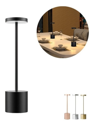 Lámpara Velador Led Recargable Usb Táctil Dimmer 3 Luces Bar
