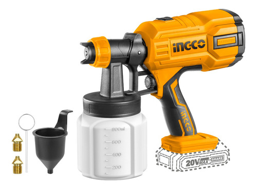 Equipo/pistola Para Pintura Inalámbrica Ingco 20v - Flujo 800ml P/min, Capacidad 800ml, 120din-s - No Incluye Batería Ni Cargador - Csgli2003