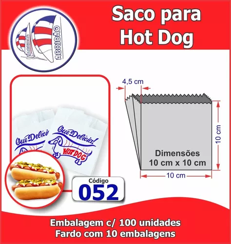 Cachorro Quente / Hot Dog Saco Branco Com 100 Unidades