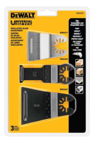 Kit Lâminas Multiferramenta Oscilante 03 Pçs Dwa4231 Dewalt