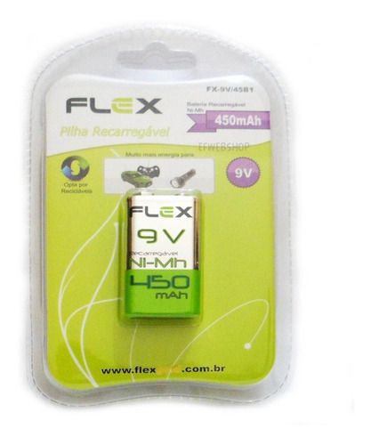 Imagem 2 de 2 de 2 Baterias Recarregáveis 9v Flex 450 Mah Microfone Ou Violão