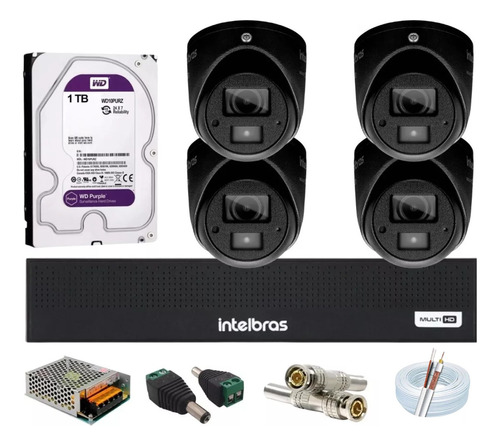 Kit Intelbras 4 Mini 3220d C/áudio Dvr 8 Canais 1008c Hd 1tb