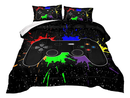 Kit De Edredón Con Funda De Almohada, Estilo Gamer, 3 Piezas