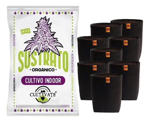 Sustrato Cultivate Indoor 80ls Con Maceta Omg 10ls 8 Unidade