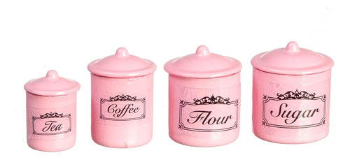 Melody Jane Dollhouse Pink Canister Juego De Frasco De Almac