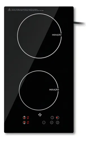 Cooktop De Indução 2 Boca Preto Com Trava De Segurança Painel Touch Screen 220v
