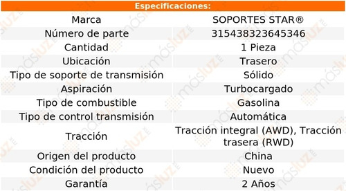 1) Soporte Transmisión Tras X6 3.0l 6 Cil Turbo 08/19
