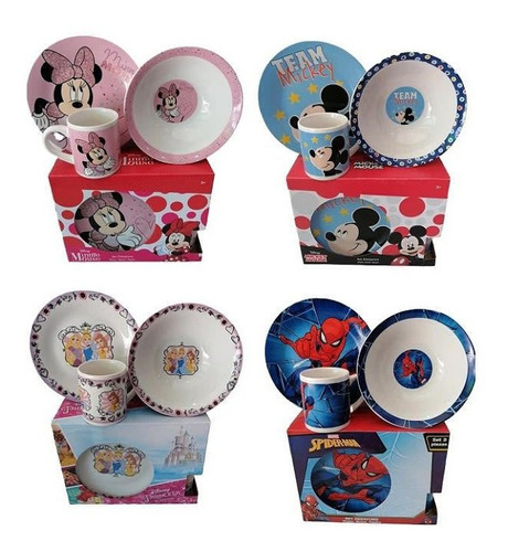 Set 3pcs Desayuno Loza Pato Bowl Tazon Disney Comida Niños