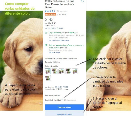 Collar Reflejante De Luz Para Perros Pequeños Y Gatos