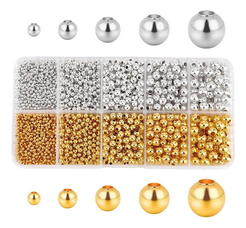 940pcs Cuentas De Oro,bola Lisa En Chapa De Oro Bisuteria