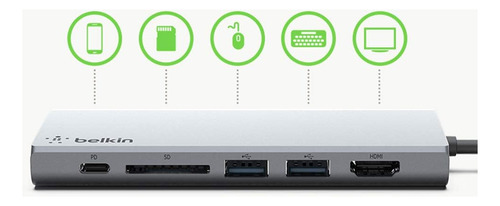 Hub Usb C A Usb 3.0 Usb 2.0 Usb C Hdmi Ethernet Sd Belkin