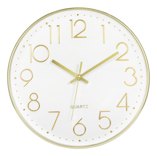 Foxtop Reloj De Pared Dorado De 12 Pulgadas, Silencioso, Sin