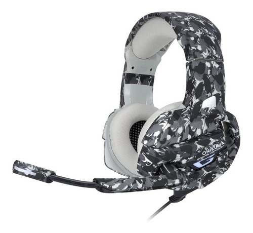 Auriculares Gamer Onikuma K5 Camou - Gris Con Luz Led