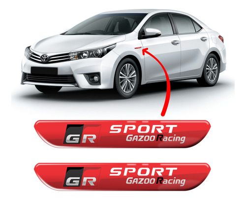 Kit Adesivo Emblema Lateral Toyota Gr Gazoo Sport Resinado
