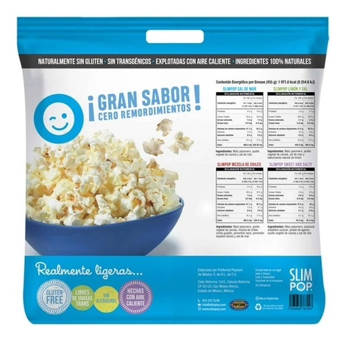 Palomitas Slim Pop Family Pack 4 Pzas Sal De Mar Limon Chile