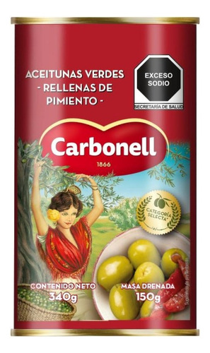 2 Pza Aceitunas Verdes Carbonell Rellenas De Pasta De Pimien