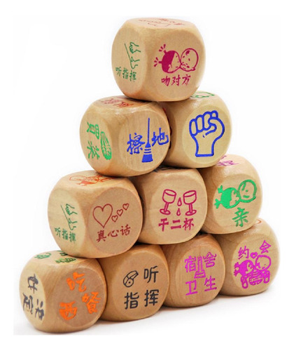 10pcs De Madeira 6 Side Corta D6 Set Família Role Play Toy