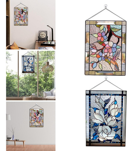 Panel De Ventana Rectangular De Vidrieras De 2 Piezas Para