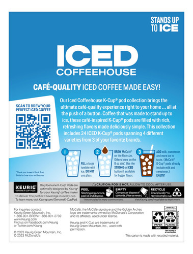 Paquete Variado De Cápsulas Keurig K-cup De Café Helado, 24