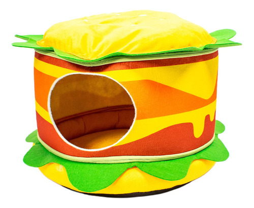 Novedad Hamburger Cat Bed Kennel Interior Soft Hamburguesa