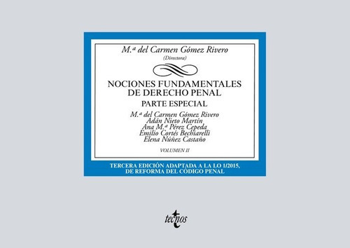 Nociones Fundamentales De Derecho Penal, De Gómez Rivero, Mª Del Carmen. Editorial Tecnos, Tapa Blanda En Español