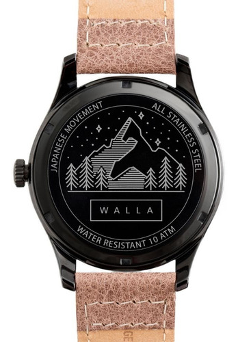 Reloj Hombre Walla - Timekeeper - Midnight Classic - Seiko Malla Marrón Bisel Negro Fondo Negro