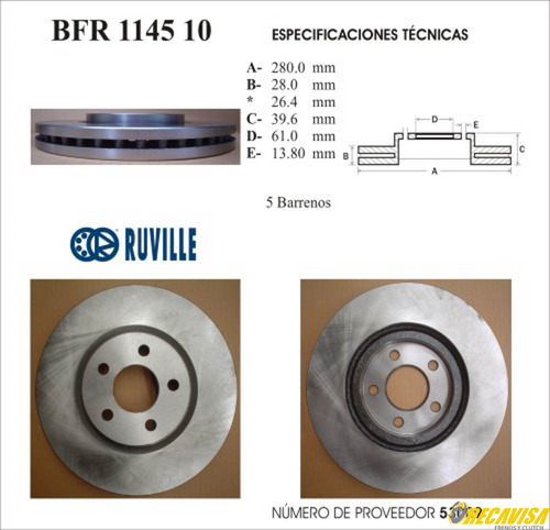 Disco Frenos Delantera Para Chrysler Pt Cruiser 2004