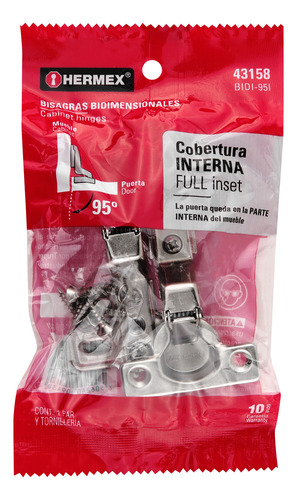 Bolsa C/2 Bisagras Bidimensionales De 95° Cobertura Interna.