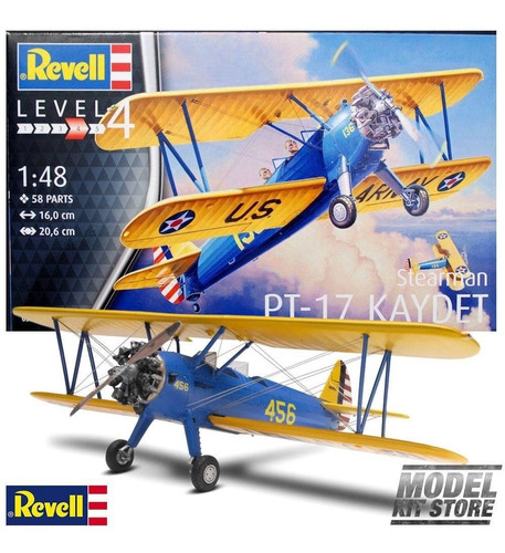 Kit Revell Avião Biplano Stearman Pt-17 Kaydet 1/42 - 03957