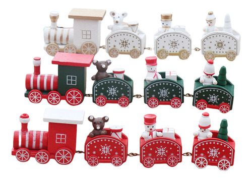 ( Decoración De Casa De Tren Navideño De Madera De 3 Piezas
