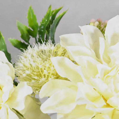 Bouquet De Dalias Flores Artificiales Finas Ramos De Flores Color Blanco