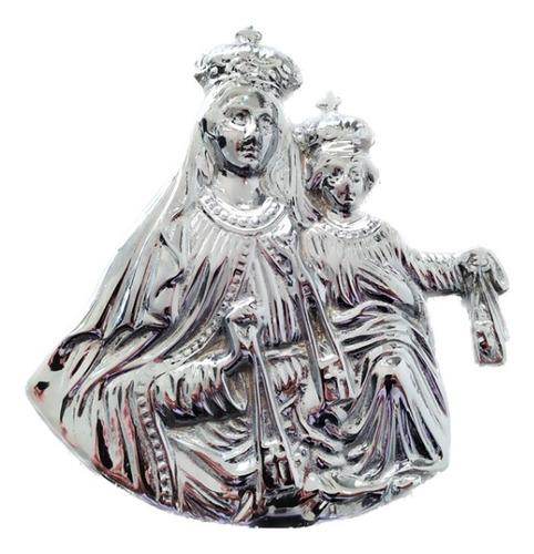Virgen Del Carmen Medallón Cromado 20 Cm