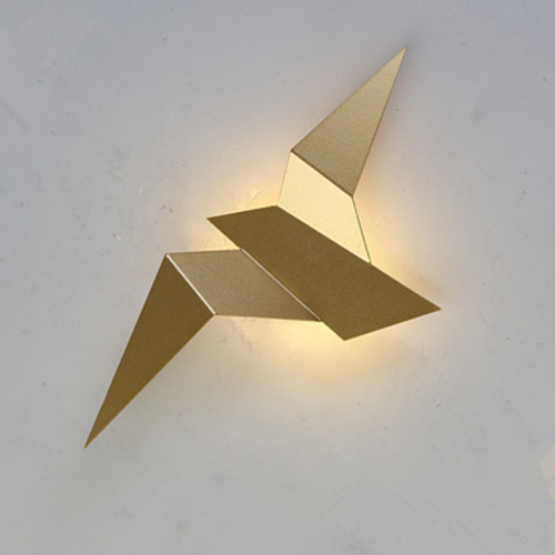 Luz Cálida Led Flying Bird Lámpara De Pared Aplique De Oro