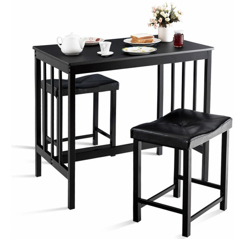 Juego De Comedor Moderno 3 Pzs Negro 