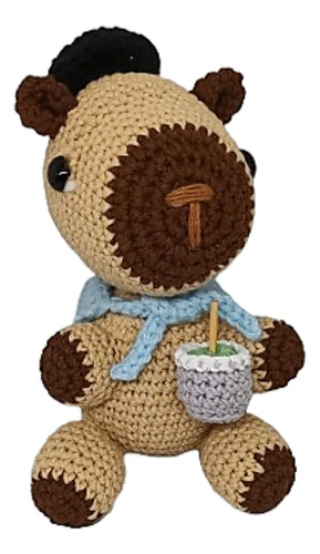 Carpincho + Mate + Bandera + Boina Peluche 15 Cm Karmin Marrón Claro