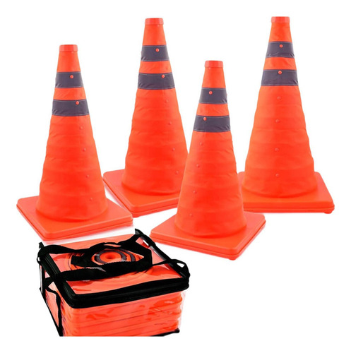 4 Conos De Estacionamiento Reflectantes Plegables De 45 Cm,