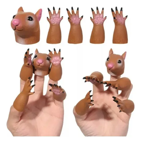 5uds Marionetas Mano Ardilla, Marionetas Dedo Animales
