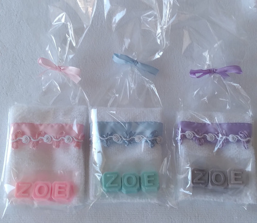 Toallita Con Cinta Decorativa Mas 3 Jabónes De Letras
