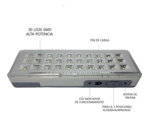 Imagen 5 de 10 de Pack X 4 Luces Luz De Emergencia 30 Leds Recargable Led