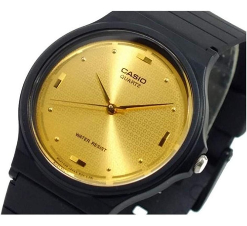 Reloj Casio Modelo Mq 76 Caratula Dorada Color de la correa Negro Color del bisel Negro Color del fondo Dorado