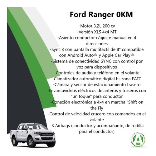 Ford Ranger Xls Dc 4x4 Mt 3.2 L 200 Cv 0 Km.