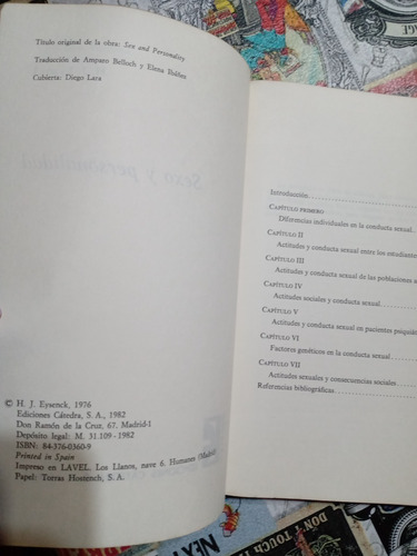 Sexo Y Personalidad - Eysenck (Usado)