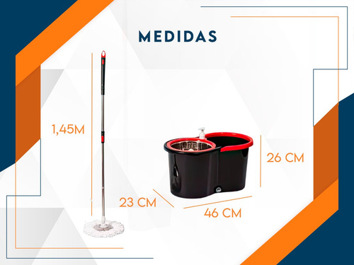 Imagen 3 de 8 de Balde Mopa Centrifugo Lampazo Escurridor Trapeador En Gratis