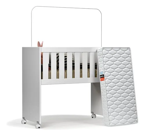 comprar Mini Berço Malu Moisés Quarto Bebê Rodízios Moderno Colchão