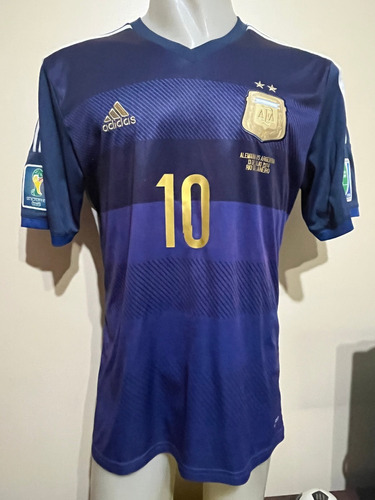 Camiseta Argentina Alemania Brasil 2014 Messi #10 Parches L